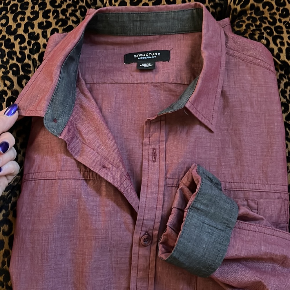 Men’s Structure Modern Fit Button Down Dress/Casual Shirt Size Medium